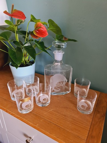 French carafe decanter etched - carafe,