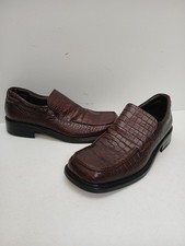 Russell and Bromley Mens Leather Shoes Size 12 (46) Moc Croc Pattern Worn Once .