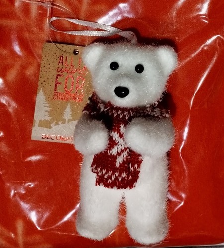 Festive flocked polar bear - festive,
