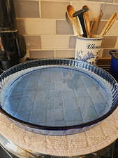 Vintage Large Blue Pyrex Flan Pie Dish 12 Inches Diameter