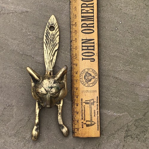 Brass fox door knocker - fox,