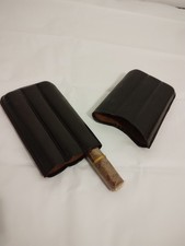 Vintage Leather Triple Cigar Case Tube