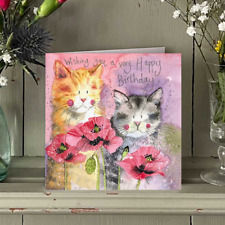 Cats and Poppies Birthday Card by Alex Clark Humorous Greetings Cards Cat Lovers