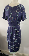 Laura Ashley Flat Peter Pan Collar Butterfly Animal Shift Pencil Dress UK 12