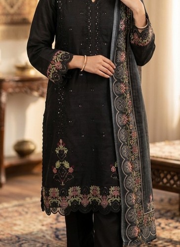 Elegant black embroidered - black,