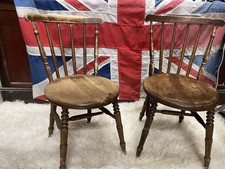 Set of 2 Antique Swedish Ibex Beech Penny Farmhouse Chairs For Restoration