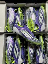 ADIDAS Mens Purple & White F50 Elite Laceless FG Football Boots UK 8 NEW
