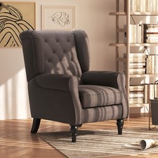 Retro Accent Chair Wingback Armchair with Wood Frame for Living Room