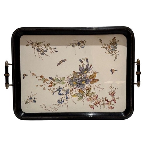 Vintage black lacquer floral - vintage,