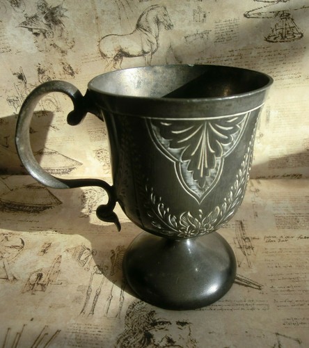 Antique pewter christening mug - pewter,