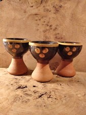 Trio Peter Dick Coxwold Studio Pottery Slipware Egg Cups Ex Winchcombe