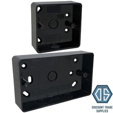 Single & Double Black Round Edge Surface Pattress Back Box 32mm Deep