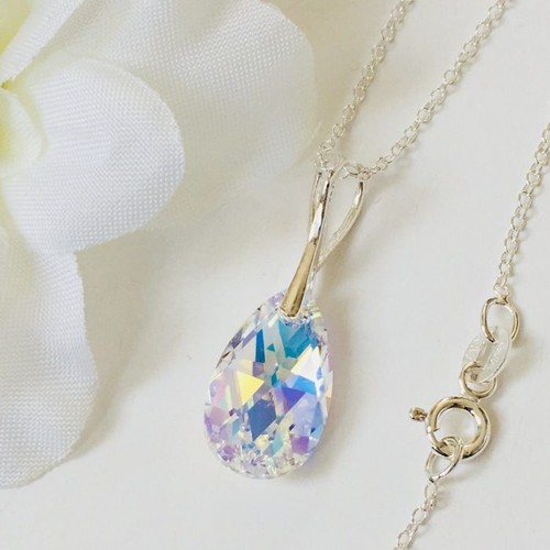 925 silver crystal necklace - crystal,