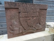 Old Liverpool FC Stone Coat Of Arms, Heraldic Stone , Stone Carved Shield.