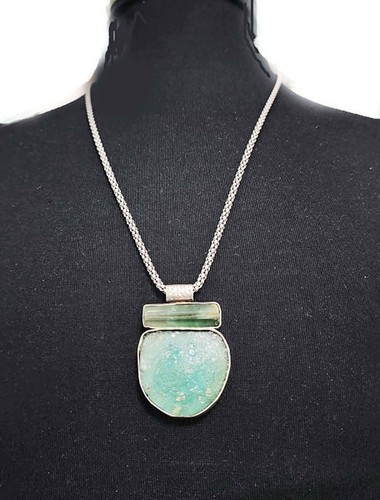 Roman glass pendent silver - silver, 925