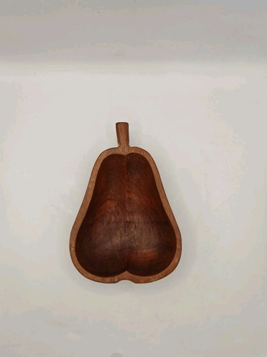 Vintage wooden bowl pear - wooden,