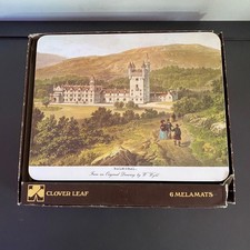 Vintage Clover Leaf Table Mats Royal Homes Landscapes Set of 6 Boxed Felt Back