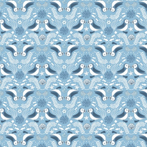 Puffin fabric seas the day - the,