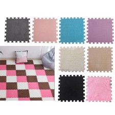 10pcs Plush Puzzle Foam Floor Mat Plush Foam Interlocking Rug Thickened