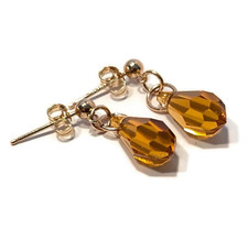 9ct gold amber - 9ct, earrings