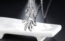 0.2ct Simulated Red Garnet Pendant Goldfish Design 14k WhiteGold Plated NO CHAIN