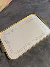 ETERNAL BEAU - LARGE SERVING TRAY WITH GOLDTONE SURROUND AND HANDLES