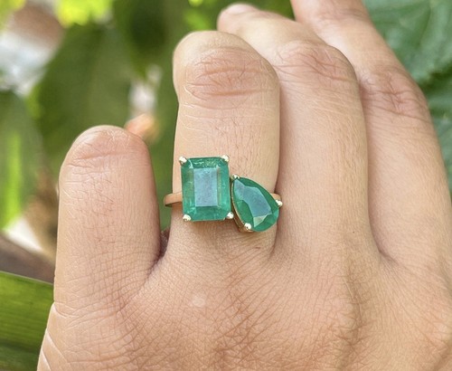 14k natural zambian emerald - 14k,