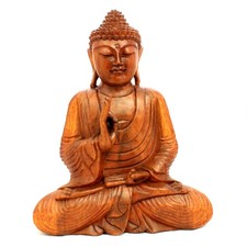 Large Wooden Buddha Statue Vitarka Mudra 39cm Thai Gift Idea Home CLEARANCE
