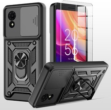 For TCL 501 Case, Ring ARMOUR Shockproof Stand Phone Cover + Screen Protector