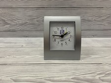 Small Silver Quartz Alarm Clock Desk Travel Tested Working