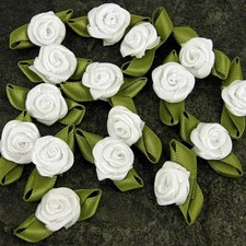 Rose Buds Satin Ribbon Flowers Rosebuds Wedding Card Making Scrap Booking 25 pcs