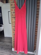 *Lipsy Red Bodycon Maxi Dress. Chiffon Skirt. Split. Size 12