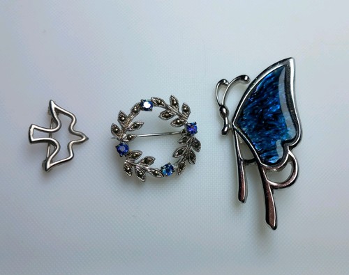 Vintage repro silver tone blue - silver,