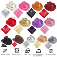 Cowboy Hat And Bandana Wild Western Fancy Dress Costume Accessory Cool Decor~