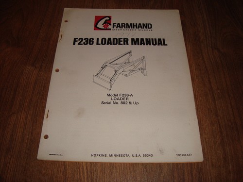 Farmhand f236 loader - f236, manual