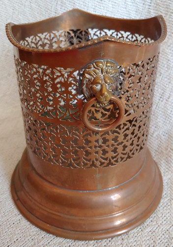 Vtg copper wine holder - holder, bottle