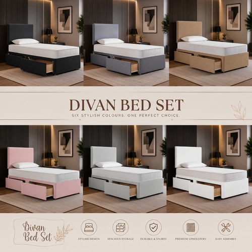 3ft single plain divan - 3ft,
