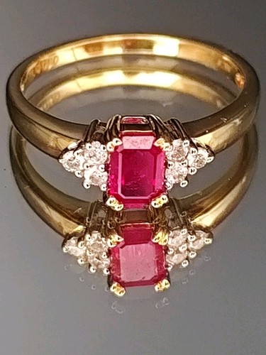 Ruby and diamond - , gold