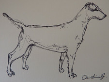 Original pen & ink dog drawing