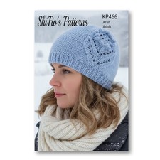 Knitting Pattern for Ladies Hat, Flower Beanie, Aran KP466