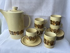Poole Pottery Thistlewood Coffee Pot with 6 Cups & Saucers Vintage Retro Beige