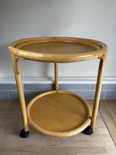 Vintage bamboo side table - side,
