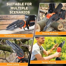 VGO Safety Gloves & Hard Hat & Visor SET &EIGHT Inch MINI CHAINSAW TWO R/Batts
