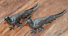 2 x metal Pheasants pair ornamental  9 inches long pheasant figure figures