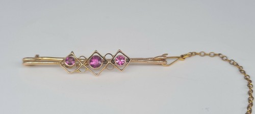 Antique pink ruby brooch - ruby,