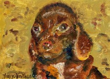 Mini Doxie Puppy, Oil Painting