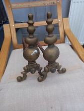 Vintage Brass Fire Dogs. 