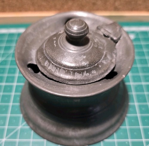 Antique pewter inkwell with - antique,