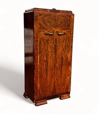 Art Deco Walnut Hall Cloakroom Cupboard And Shoe Storage.