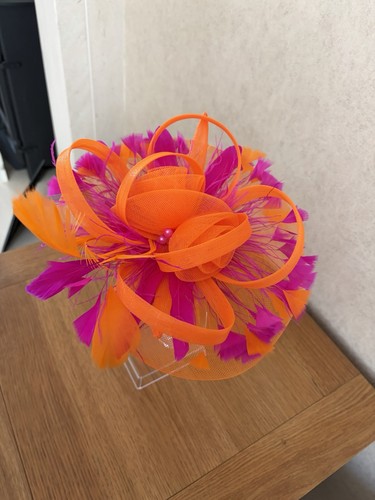 Orange fascinator with - orange,